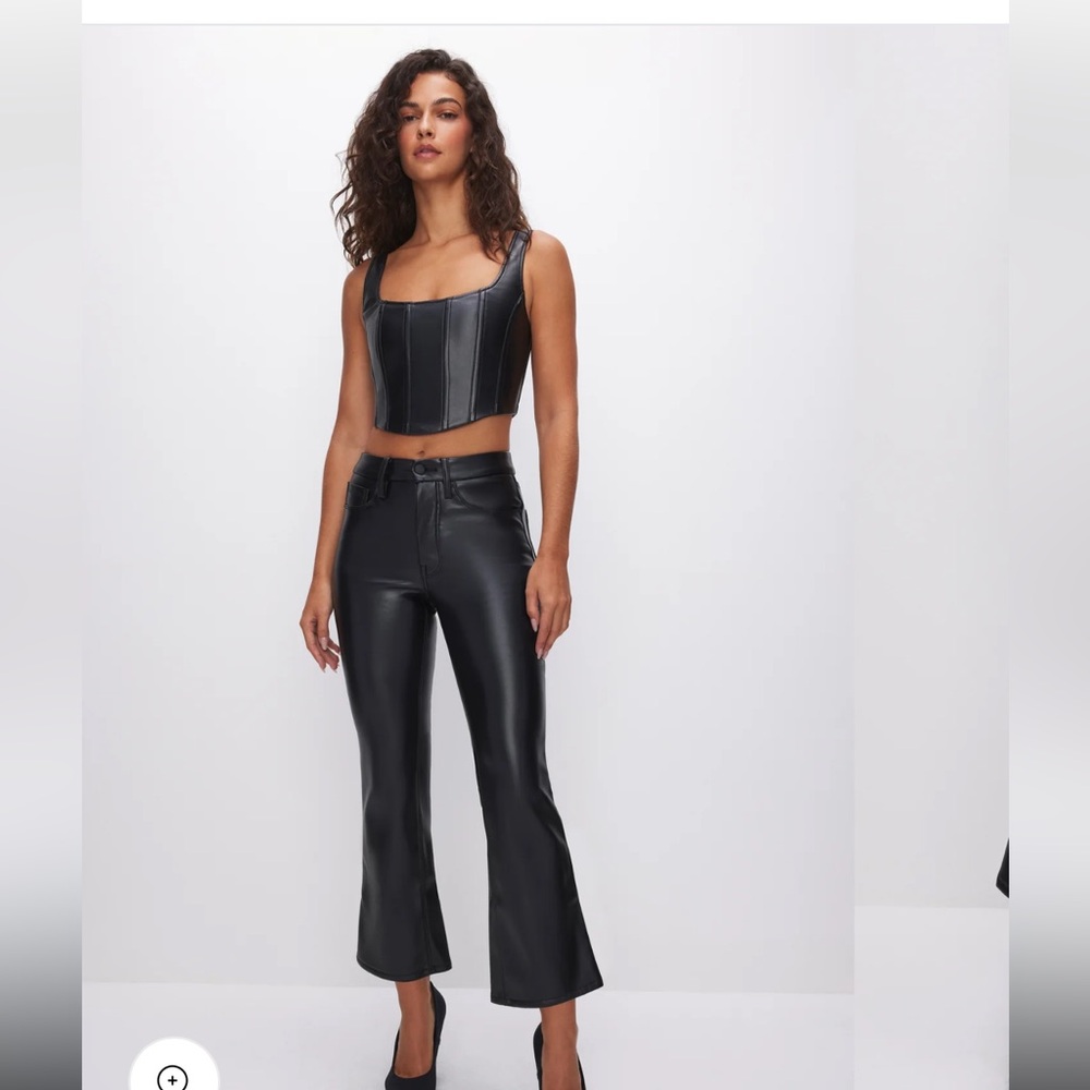 Good American Good Legs Cropped Mini Boot Faux Leather Pants